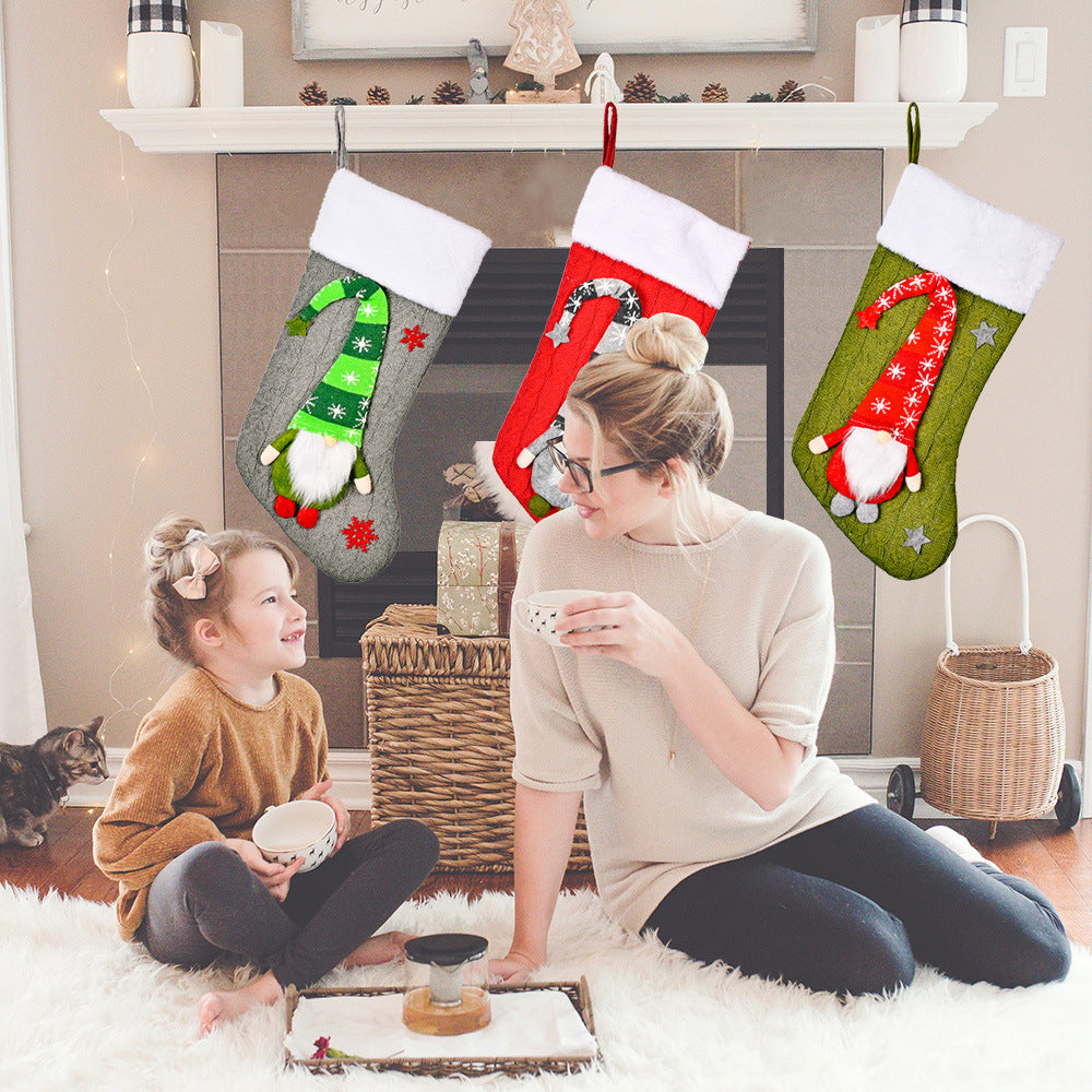 Wholesale Christmas Decoration Knitted Polyester Christmas Socks
